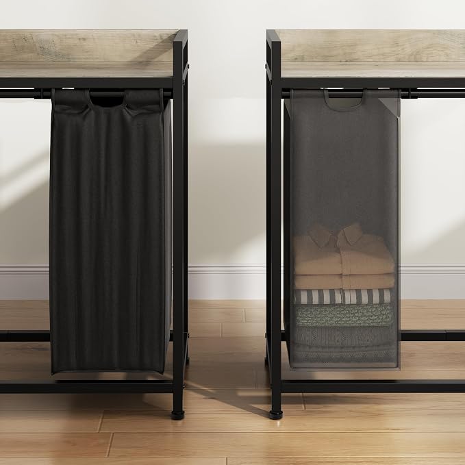 Laundry Hamper with Shelf, Laundry Basket 4 Section, Laundry Sorter with - Image 5