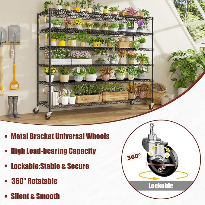PrimeZone 6 Tier 80.7" H x 55.5" W x 24" D Wire Shelving - Image 8