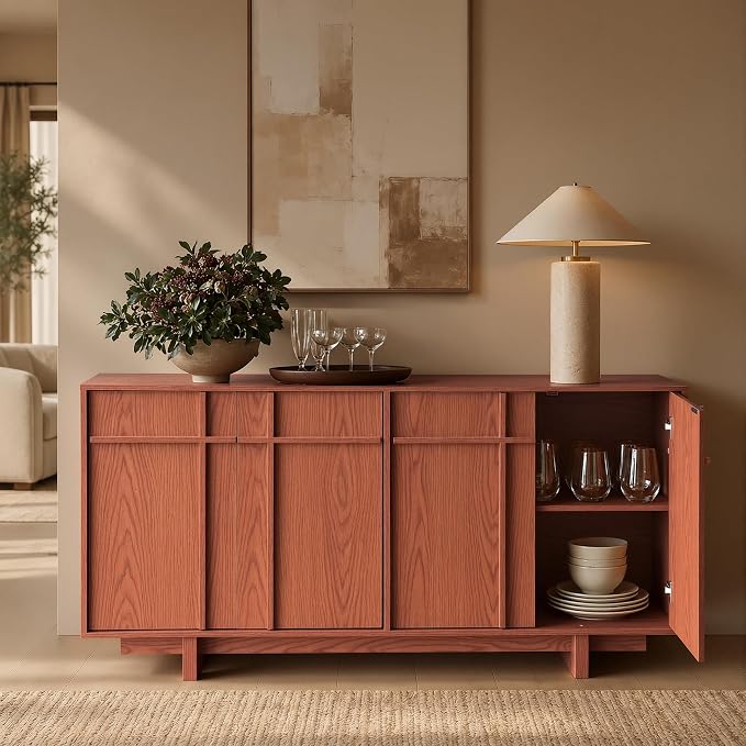 Sideboard Buffet Cabinet with Storage, Mid Century Modern Accent Cabinet with - Image 6