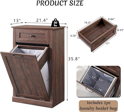 Tilt Out Laundry Hamper Cabinet, 10 Gallon Farmhouse Trash Can Cabinet - Image 2