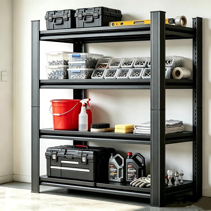20" D Shelves for Garage Storage, 4 Shelf Adjustable Steel Standing Shelf Units by Buynow