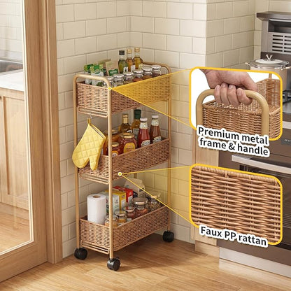 FOCHIER F Utility Slim Storage Cart, 3-Tier Rolling Kitchen Office Laundry Room - Image 5