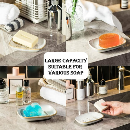 Soap Dish Bar Cleaner Dish for Shower, Ceramic Soap Dishes for Bar Shampoo or - Image 3