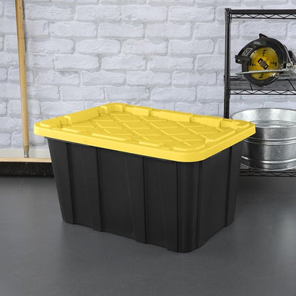 6 Pack 27 Gallon Black & Yellow Heavy-Duty Stackable Storage Bins - Image 5