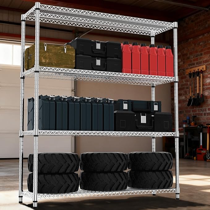 4 Tiers Shelf 2640 lbs Steel Storage Shelving Utility Shelving Unit Steel - Image 2