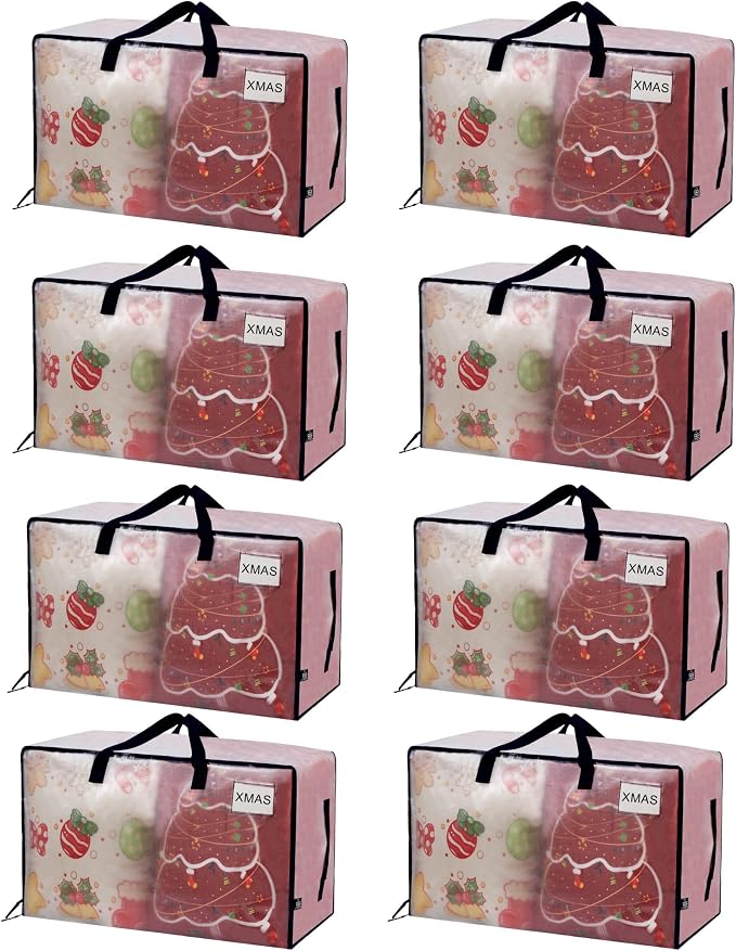 VENO 8 Pack Moving Bags and Large Christmas Decoration Storage Bins by Veno