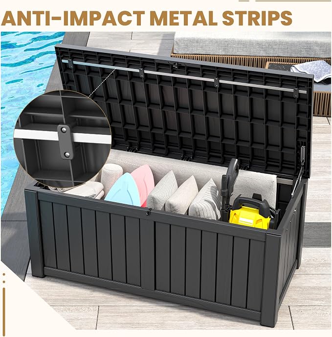 Deck Box, 120 Gallon Outdoor Storage Box Lockable Patio Waterproof - Image 4