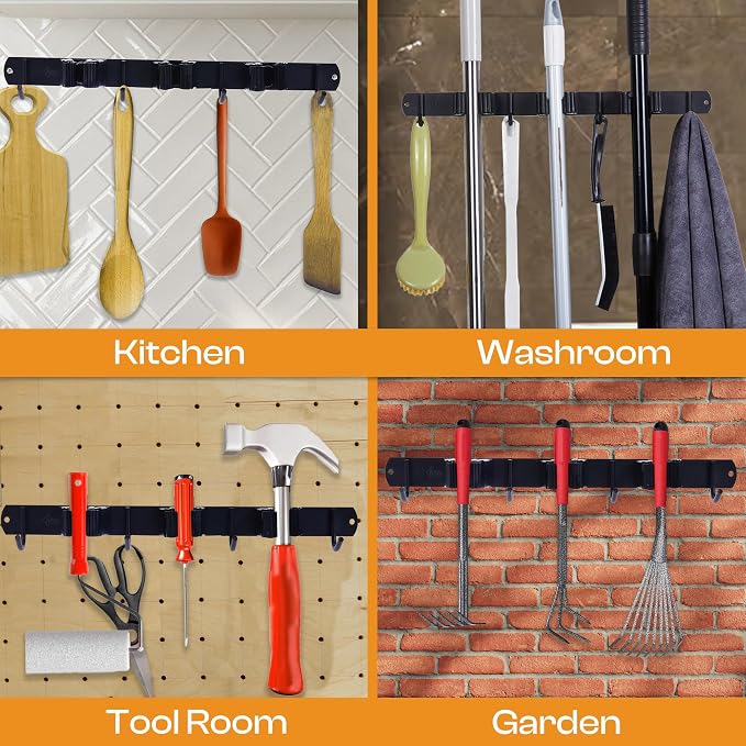 Heavy-Duty Stainless-Steel Broom Holder Wall Mount - Image 7
