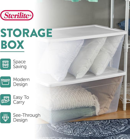 Sterilite 8-Pack 90 Quart Storage Box, Stackable Clear Plastic Bins - Image 2