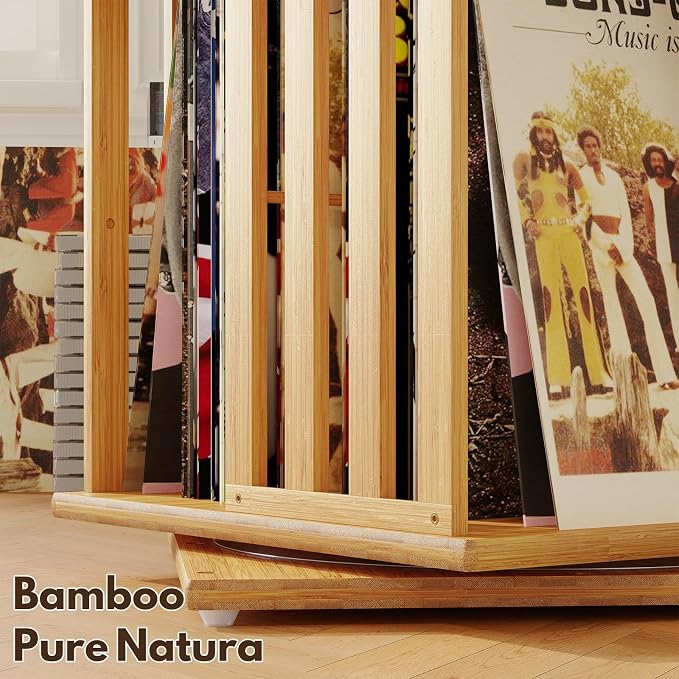 XIMN 360° Rotating Bamboo CD/DVD Shelf - Image 5