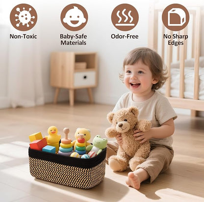 5-Pack Small Woven Rope Storage Baskets, 2 Sizes Organizer Bins | Fabric Cube - Image 4