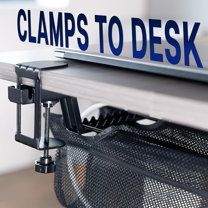 VIVO No Drill Clamp-on 55 inch Mesh Net Under Desk Cable Management Wire - Image 3