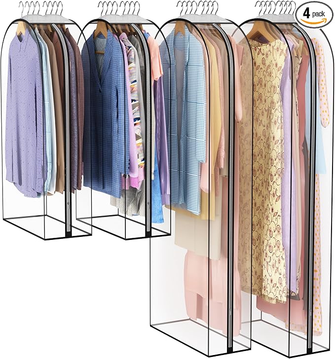 Liuoud Clear Garment Bag for Hanging Clothes 10” Gusseted, 40&60” Suit Bags for by Liuoud
