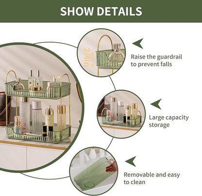 2 Tier Bathroom Organizer Countertop Makeup Perfume Tray Skincare Organizer - Image 6