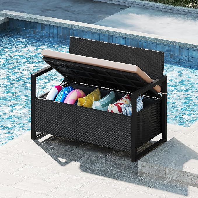 RELAX4LIFE Wicker Outdoor Bench - Image 8