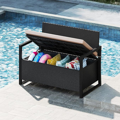 RELAX4LIFE Wicker Outdoor Bench - Image 8