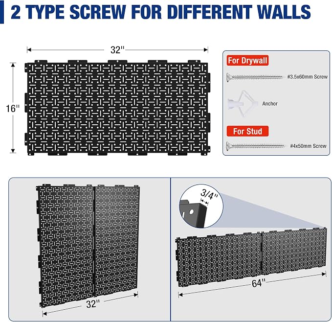 WORKPRO Metal Pegboard 16”x 32” Steel Panel - Image 5