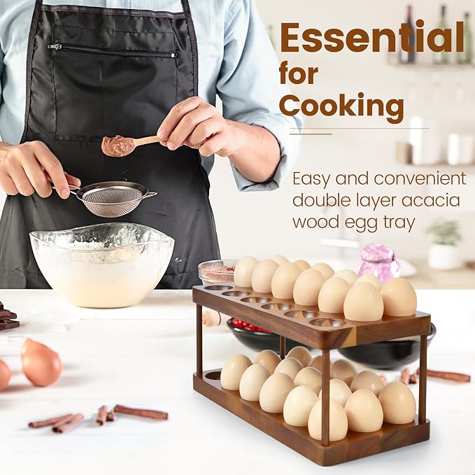 Wooden Double Layer Egg Holder - Image 2