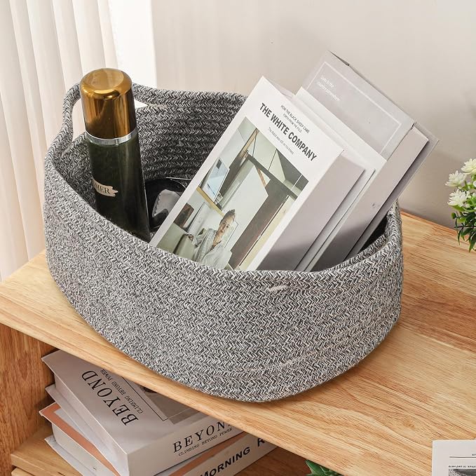 Small Woven Cotton Rope Basket Cute Baby Gift Baskets Empty Decorative Storage - Image 6