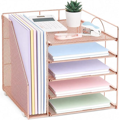 LEKETREE Desk Organizers and Accessories, 5-Tier Paper Letter Tray Organizer by Stylishworkspaceeffortlessorganization