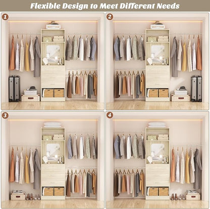 Unikito 8FT Closet System with Mirror and 3 Extendable Hanging Rods | 96 Inch - Image 2