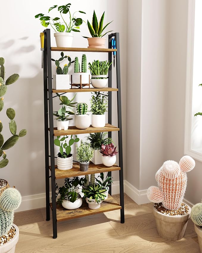 Hzuaneri Ladder Shelf, Freestanding Corner Storage Shelf | Bookcase - Image 5
