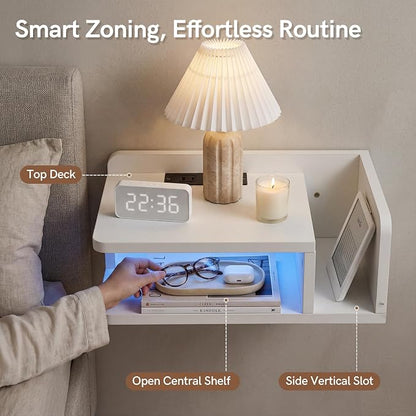 Afuly Floating Nightstand Set of 2 White Night Stand - Image 4