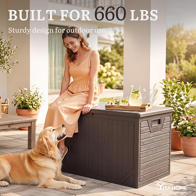 YITAHOME XXL 230 Gallon Extra Large Outdoor Deck Box, Lockable Resin - Image 7
