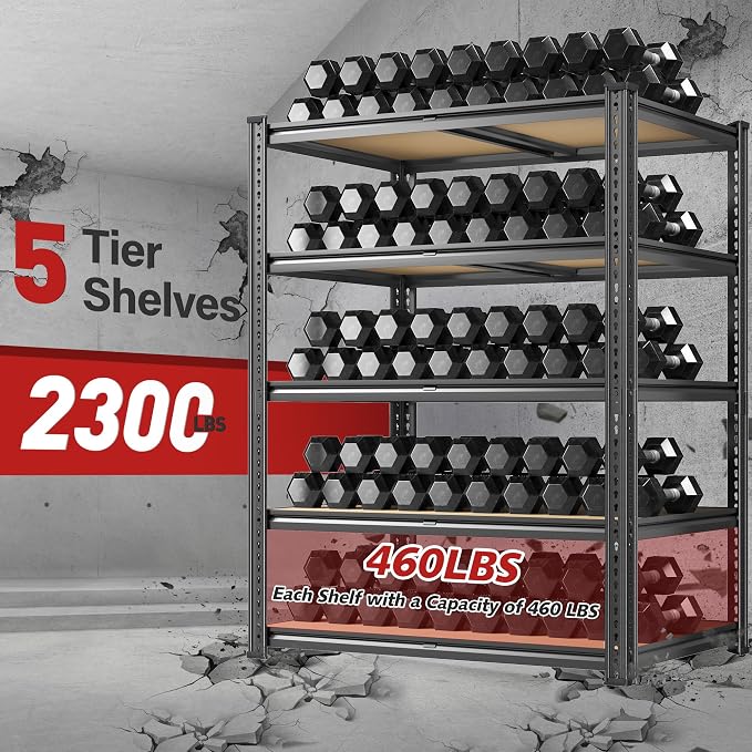 REIBII 72.05" H Storage Shelves 2300LBS Garage Shelving Heavy Duty Metal - Image 4