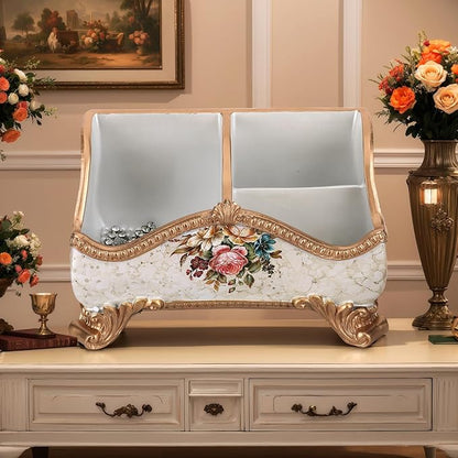 Vintage Floral Resin Tray Remote Control Holder & Desk Organizer Three - Image 8