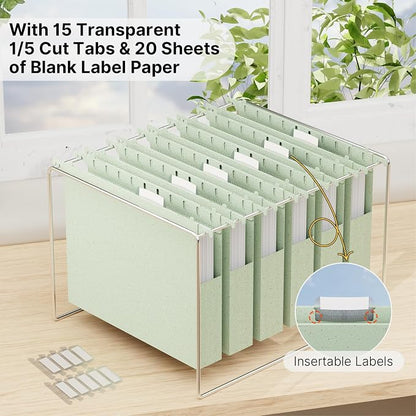 Wheat Straw Plastic Hanging File Folder Letter Size, Heavy Duty 1 Inch Expansion - Image 5