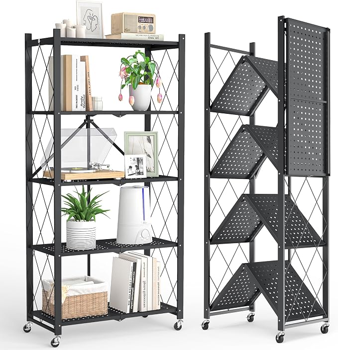 5-Tier Folding Metal Storage Rack by LUCKPROBIGDEALSLLC