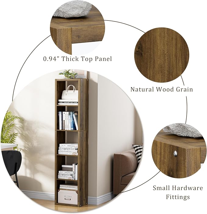 Tall Cube Storage Organizer Bookcase, 5 Tier 11 inch Open Back Cubical Shelf - Image 6