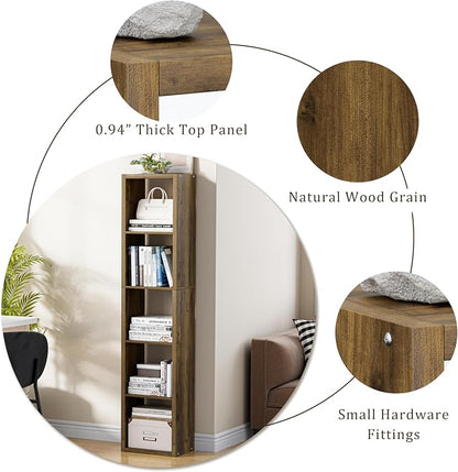Tall Cube Storage Organizer Bookcase, 5 Tier 11 inch Open Back Cubical Shelf - Image 6