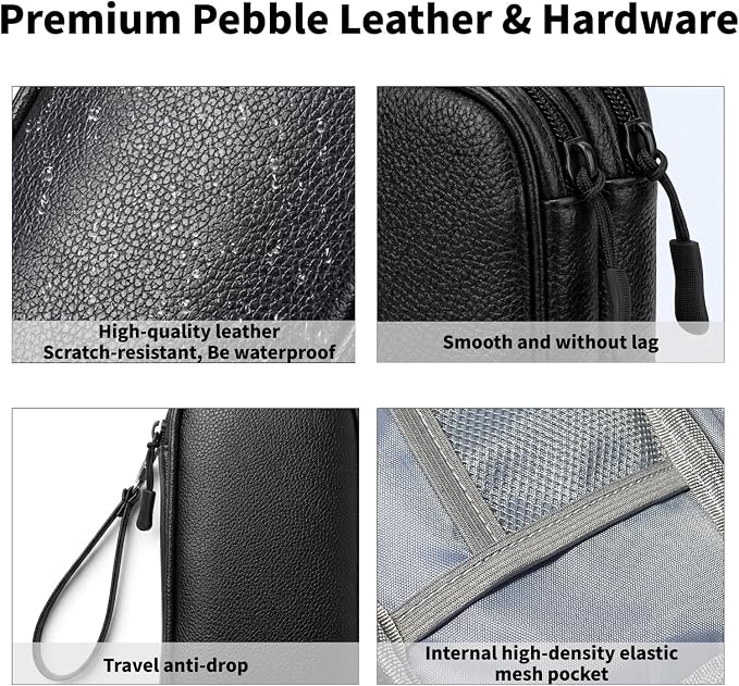 Leather Electronic Organizer Bag, Waterproof Travel Tech Pouch - Image 3