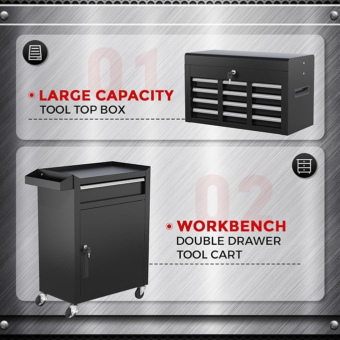 INTERGREAT Rolling Tool Chest, 5-Drawer Tool Box Organizer w/Lockable Wheels & - Image 7