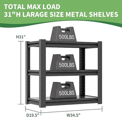 Garage Shelving, Garage Adjustable Storage Shelves 3 Tier Storage Shelves - Image 3