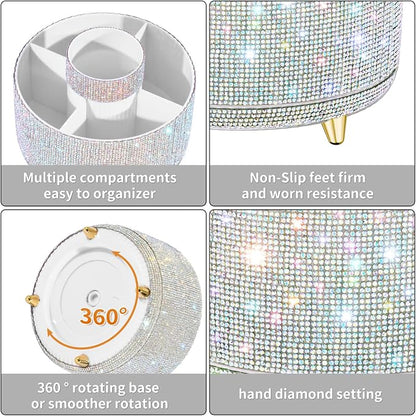 fanado Bling Diamond Makeup Brush Holder, 360° Rotating Makeup Organizer - Image 3