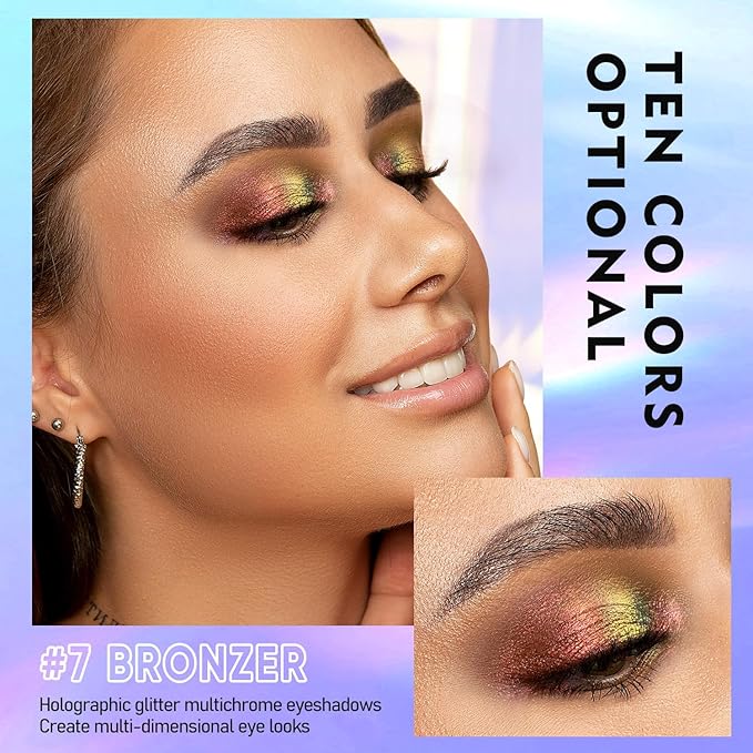 MAKI YIKA Glitter Eyeshadow Gold Liquid Multichrome Eyeshadows Long Lasting - Image 3