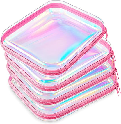 Hoolerry 4 Pcs Hard Clear Zipper Case Makeup Bags Plastic Pencil Pouch by Hoolerry