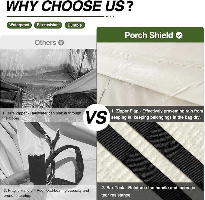 Porch Shield Outdoor Cushion Storage Bag 62 inch Waterproof Outside Storage Bags - Image 5