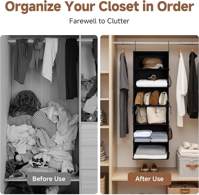 StorageWorks Hanging Closet Organizer 6-Shelf, Jumbo Separable Two 3 Shelf - Image 7