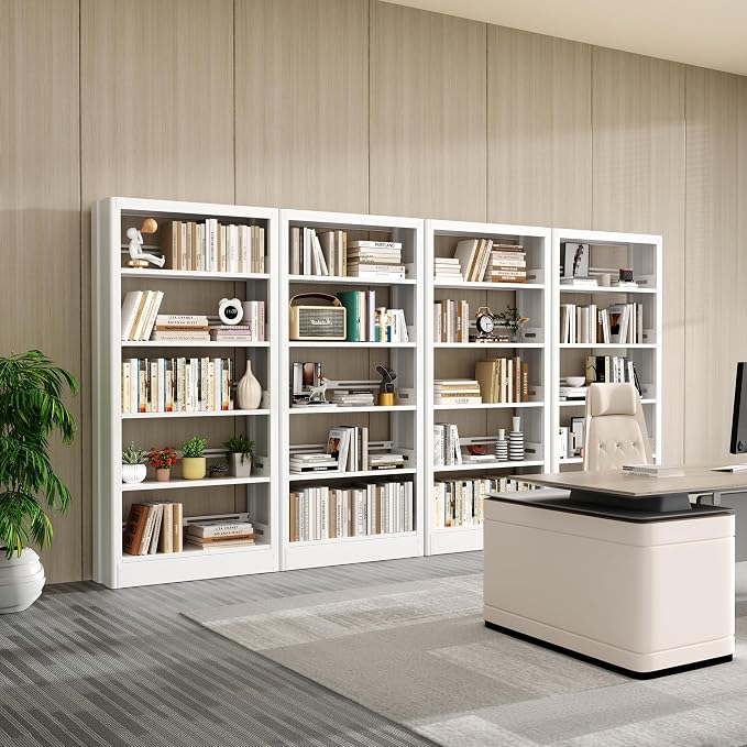 5-Tier Bookcase with Adjustable Storage Shelves, Metal Bookshelf with Book - Image 5