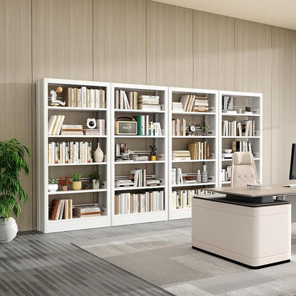 5-Tier Bookcase with Adjustable Storage Shelves, Metal Bookshelf with Book - Image 5