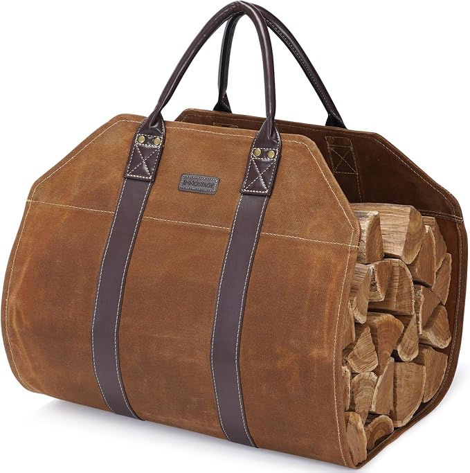 INNO STAGE Canvas Log Carrier Bag, Durable Wood Tote, Fireplace Stove by INNOSTAGE