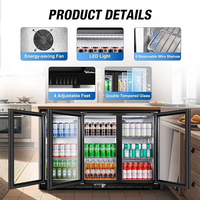 Beverage Refrigerator, 53.15W Inch 12 Cu.Ft Drink Fridge, Back Bar Beer Fridge - Image 5