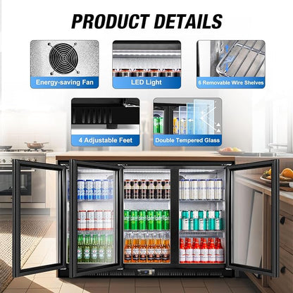 Beverage Refrigerator, 53.15W Inch 12 Cu.Ft Drink Fridge, Back Bar Beer Fridge - Image 5