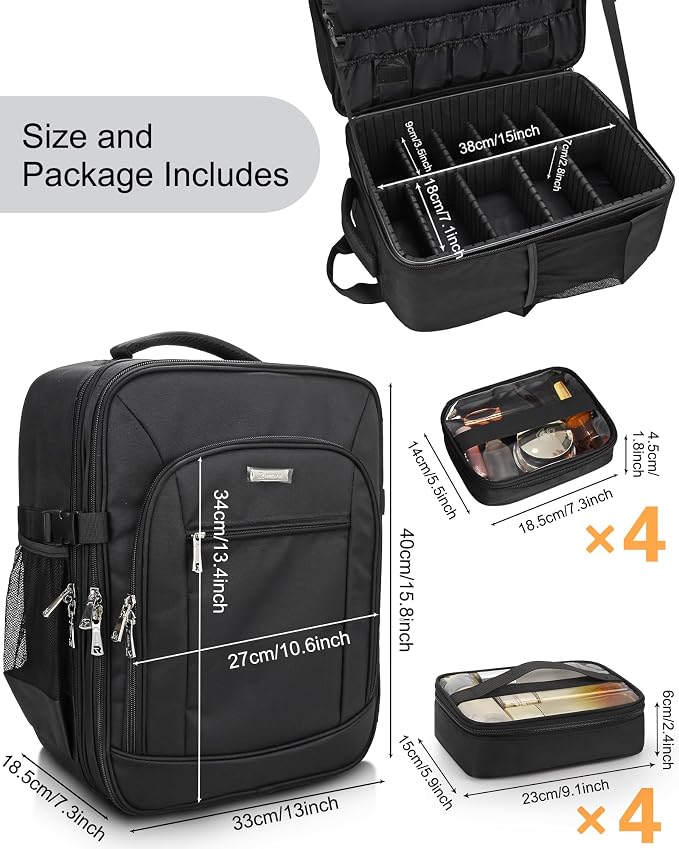 Makeup Backpack Professional Cosmetic Artist Bag Extra Large Travel Train Case - Image 4