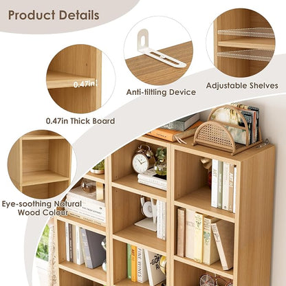 FOTOSOK 2 Pcs 71'' Tall Narrow Bookshelf, 8-Tier Media Tower Rack Set of 2 | CD - Image 6