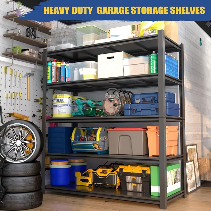 3000LBS Garage Shelving Units and Storage, Heavy Duty Shelf Rack, 5 Tier Shelves - Image 9